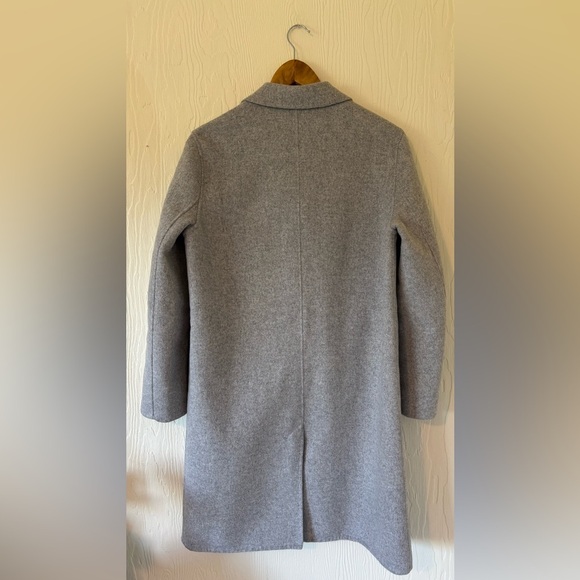 ViCOLO Wool Handmade Heather Grey Gray Double Breasted Long Midi Coat Peacoat - Picture 11 of 17